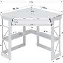 VECELO Corner Desk Computer Desk Writing Table with Smooth Keyboard Tray & Storage Shelves,Compact Home Office Triangle Table,White, 41" x 28" x 30"