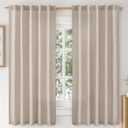 MIULEE Faux Linen Curtains 63 Inch Length 2 Panels Natural Semi Sheer Curtain with Back Tab Rod Pocket, Light Filtering Window Privacy Burlap Drapes for Living Room Bedroom 42W x 63L Linen