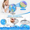 KISEER 8 Inch World Globe Rotating Earth Spinning Globe with Heavy Metal Stand for Kids Geography Classroom Education or Office Home Decorations