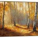 TLESKE Vintage Orange Fall Birch Tree Forest Large Wall Art Decor Framed 15x40, Rustic Farmhouse Autumn Canvas Wall Art Print for Bedroom Living Room, Fall Nature Wall Artwork Picture