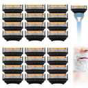 24 Replacement Razor Blades for Men  Compatible with ProGlide &Razor Systems, 5-Blade Refills, Wet Shave, Value Pack, Smooth & Precise