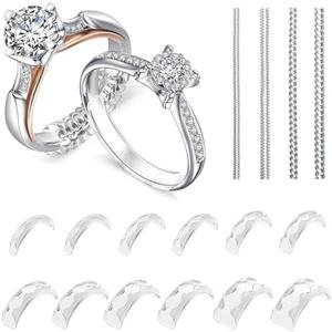 Eiito Ring Sizers for Loose Rings, 16 Pack Ring Guards for Loose Rings, Reduce by 0.5-1 Size Without Resizing, Fits Bands 1-8mm, Invisible Design for Women and Men, 2 Styles Insert and Spiral