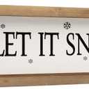 Let It Snow Sign, White Wooden Winter Holiday Centerpieces Snowflake Decor, Indoor Table Top Wall Shelf Desk Mantel Decorative Signage Wood Plaque Rustic Farmhouse Decorations for Home