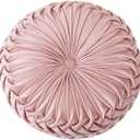 HLOVME Round Velvet Pillow for Couch Small Handmade Decorative Throw Pillow for Bed Bedroom 13.7 Pink