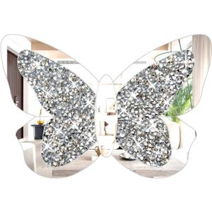 Butterfly Shaped Mirror for Home Dcor, Crystal Crushed Diamond Silver Mirror,10X15 Butterfly Decorations for Room Decor for Kids Nursery Classroom Wedding Dcor