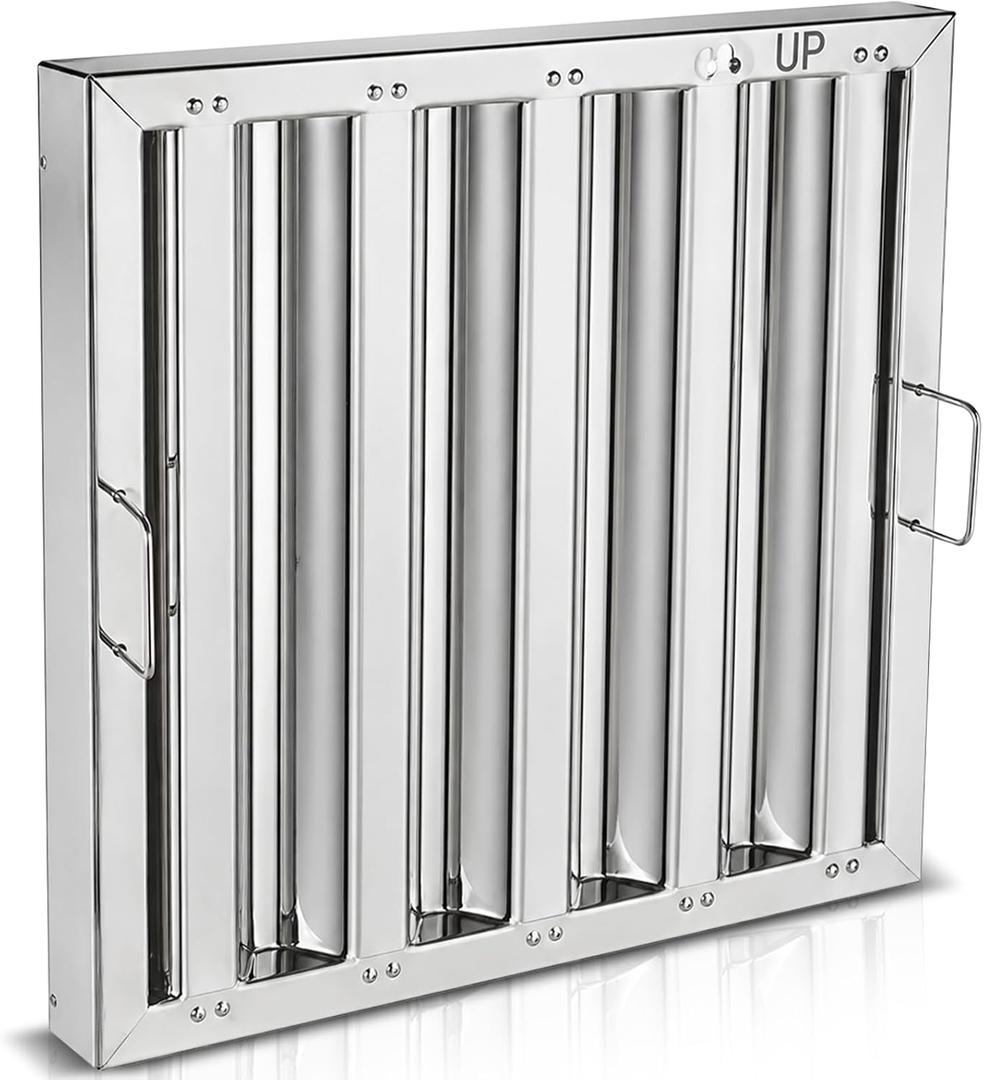 Range Hood Baffle Grease Filter for Restaurant Exhaust Hoods | Stainless Steel Kitchen Hood Filter 15.7" W x 15.7" H | UL/NSF Listed, 15.7"W x 15.7"H Inch 4 Grooves Hood Filters (1, 15.7" X 15.7")