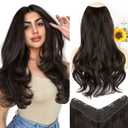 ALXNAN Clip in Hair Extensions,Dark Brown Long Wavy Hair Extensions Soft Synthetic Thick Hairpieces for Women 20 Inch