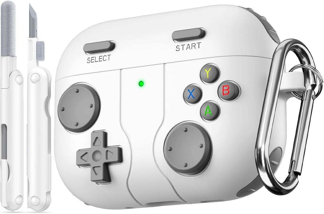 Game Case for AirPods Pro 3 Cover(2025),Classic Cool Funny Shock-Proof Protective Silicone AirPods Pro 3rd Case with Cleaner Kit and Keychain for Airpods Pro 3rd Generation for Men Boy-Grey (A2-Rock Grey)