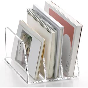 SANRUI Clear Acrylic Mail Sorter Organizer Countertop Letter Holder for Desk with 3 Slots, Vertical Paper Sorter and Envelope Holder for Desk Organization