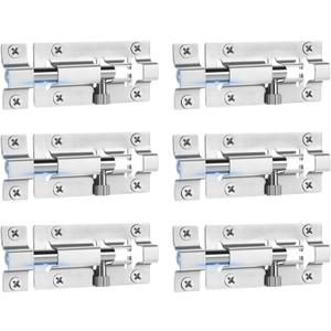 INBOF 6 Pack Slide Lock, 3 Inch Barrel Bolt Latch, Premium Door Latch Lock with 36 Screws, Stainless Steel Slide Locks for Inside Door