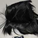 Wiggy Mermaid Short Black Wig for Men Black Emo Wig Goth Scene Hair Wigs + Cap for Stage Party Halloween Costume Cosplay