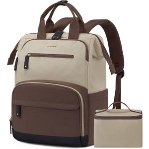 LOVEVOOK Lunch Backpack for Women, 15.6 Inch Laptop Bag with Insulated Cooler Lunch Box, Work Backpack for Teacher Nurse, Travel Backpack Lunch Bag for Camping Picnic Daily Use