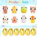 8 Pack Jumbo Golden Easter Eggs Fillers with Popping Eyes Fidget Toys, Squeeze Animals for Stress Relief, Easter Basket Stuffers & Easter Hunt Party Favors Classroom Prize Gifts for Kids