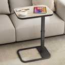 Kitstorack Upgraded TV Tray Table with Panel Lock, Adjustable Height & 90 Flip-Over Design, Sofa Arm End Side Table for Eating, Dinner, Snack, Laptop, Couch, Bed, Chair or Small Spaces, Gray