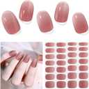 Semi Cured Gel Nail Strips, 28 pcs Gel Nail Stickers, Work with Any UV Lights, Long-Lasting Nail Wraps, Stick on Nails for Women Easy to Apply & Remove