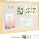 DOLLAR BOSS Bulletin Board with Linen 36'' x 24'' Wood Framed Cork Boards for Walls, Photo Display Pin Board, Decorative Corkboard for Office Home School Dorm Decor with 10 Pushpins, Natural Wood