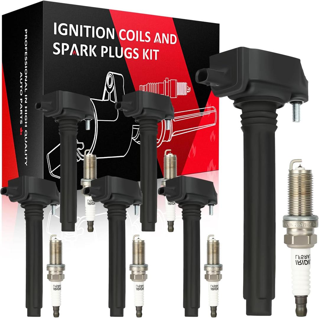 SCITOO Ignition Coil Coils Pack Iridium Spark Plugs fit for Dodge for Durango Journey for Grand Caravan UF648 set of 6 Ignition Coil Coils Pack Iridium Spark Plugs