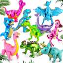 10 Pcs Giant Dinosaur Balloons 4d Dino Aluminum Foil Self Standing Dino Balloons Dinosaur Inflatable Birthday Decorations for Jungle Theme Party(Colorful)