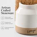 Mud Pie 41220001 Stoneware Sponge Holder, 3 1/2" x 3 1/2", Brown and White