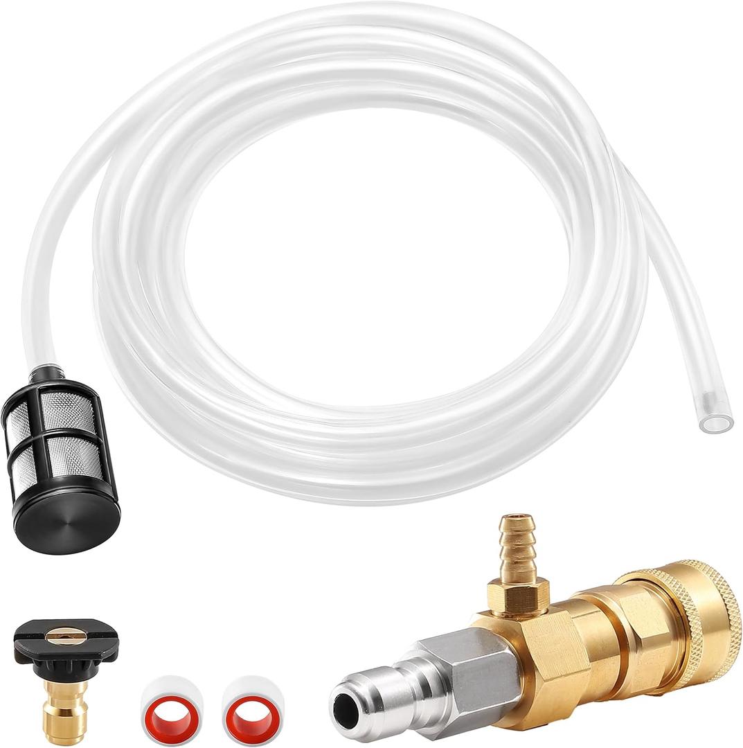 PWACCS Downstream Injector for Pressure Washer, Power Washer Chemical Injector Kit with 3/8" Quick Connect, Soap Injector with Siphon Hose 3-5 GPM