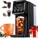 Coffee Maker Hot & Iced With Bold Setting,Single Serve Coffee Maker For K Cup And Grounds,52 Oz Removable Water Tank,6-14 Oz Brew Sizes,One Cup Kcup Coffee Machine With Reusable Filter, (Black)