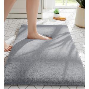 MINIDEAR Bathroom Rugs 24x17 Dark Gray - Thick Memory Foam Bath Mat, Ultra Soft & Plush Fluffy, Non-Slip, Quick Dry, Absorbent Washable Floor Microfiber Mat for Tub, Home Decor Accessories