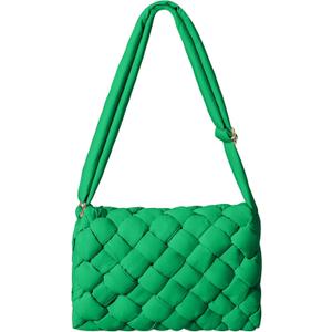 NAARIIAN Small Puffer Crossbody Bag for Women,Lightweight Quilted Woven Purse with Adjustable Strap,Crescent Shoulder Bag