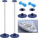 2 Pack Boat Cover Support Poles Height Adjustable Support Poles Pontoon System for V-Hull/Pontoon/Bass/Jon Boat Cover Accessories with 2 Blue/Red PE Ropes (Blue)