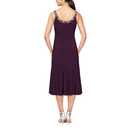 Alex Evenings Women's Plus Size Tea Length Jacket Dress with Sequin Beaded Trim, Eggplant, 22W