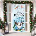 Winter Holiday Door Cover, Hello Winter Dwarf Door Decoration, Christmas Door Cover, Christmas Indoor and Outdoor Decoration Holiday Supplies (29.5x71 inches)