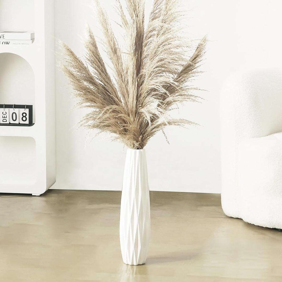 White Ceramic Vase, 18" Tall Vase for Floor Table Decorative Large Vases for Living Room Modern Home Decor Office Bedroom, Big Standing Flower Vase with Glossy Glaze (18 Inch Tall)