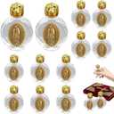 12 Pcs Catholic Holy Water Bottles 0.5 Floz Embossed Glass Holy Water Bottle with Toned Cap and Toned Depiction Communion Gifts for Family Church,Portable Favors Spiritual(Gold,Our Lady of Guadalupe)