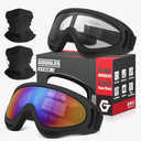 OXG 2 Pack Motorcycle Goggles with 2 Neck Gaiters, UV400 Protection Dirt Bike Motorbike Motocross ATV Skiing Goggles
