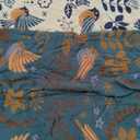 Boho Throw Blanket - 100% Cotton Soft Throw Blanket for Bed, 50"x60" Reversible Breathable Lightweight Spring Blankets, All Seasons Farmhouse Decor Floral Plant Bird Throw Quilt