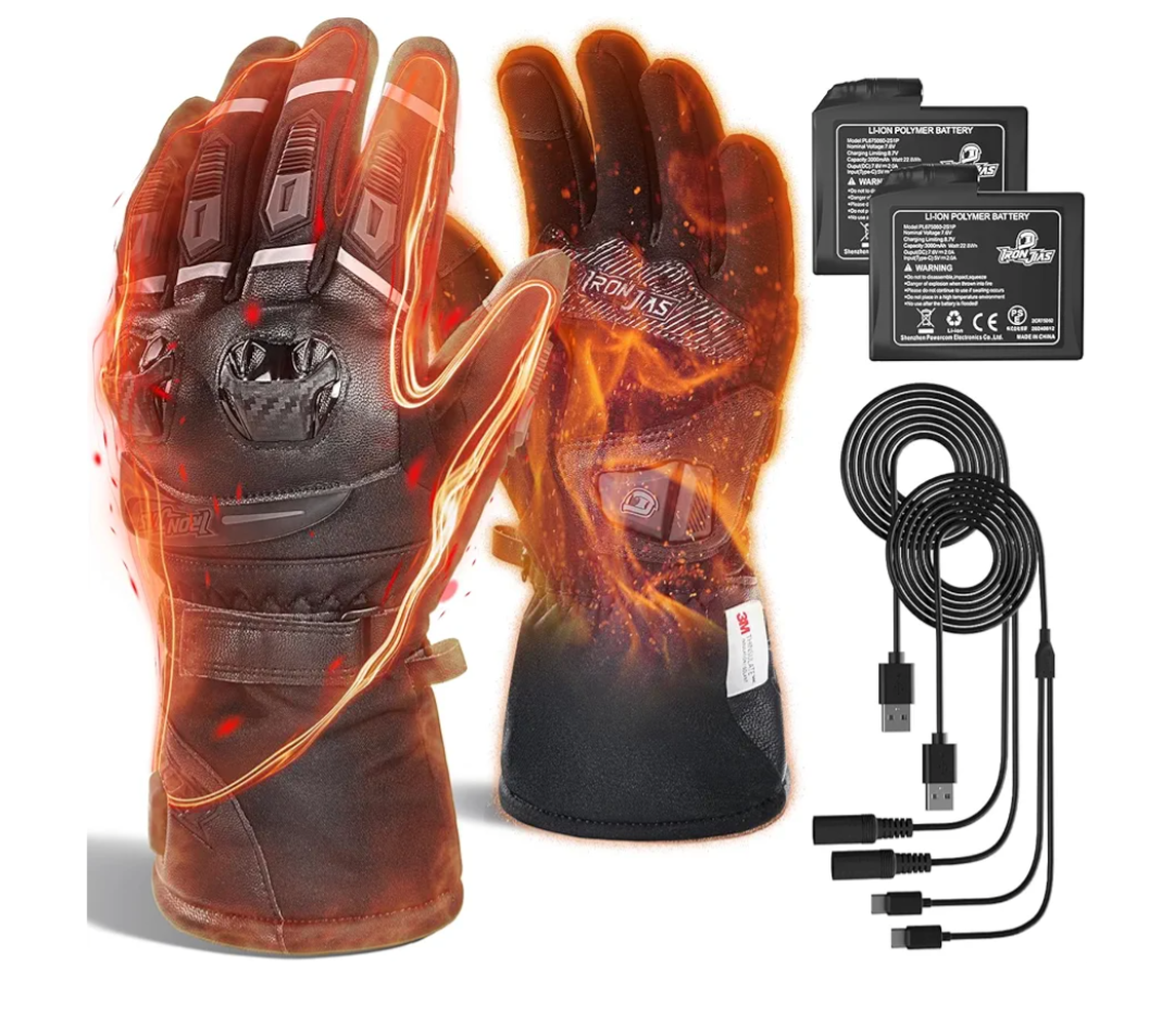 Upgrade Heated Motorcycle Gloves for Men Women with 3000mAh Rechargeable Batteries,Heated Gloves USB,Waterproof Windproof Touchscreen Heated Gloves for Riding,Skiing,XL