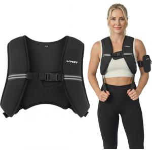 Weighted Vest for Women Men, Soft Iron, Reflective Strips, 15 LB