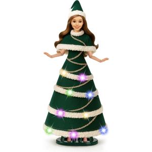 11.5-Inch Light-Up Decorative Doll with LED Dress,3 Lighting Modes (Slow Flash, Fast Flash, Steady On),Display Stand Included – A Magical Gift for Girls