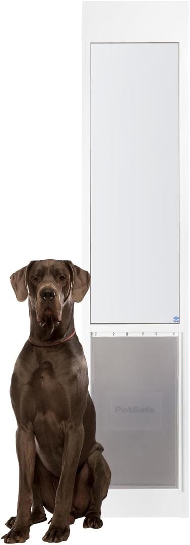 PetSafe 1-Piece Sliding Glass Pet Door for Dogs & Cats - Adjustable Height up to 80 11/16"- X-Large, White, No-Cut DIY Install, Aluminum Patio Panel Insert, Great for Renters or Seasonal Installation