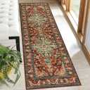 U'Artlines 2' x 6' Boho Hallway Runner Rug, Non Slip Washable Vintage Farmhouse Accent Area Rug Carpet for Kitchen Entryway Laundry and Living Room (RustTeal)