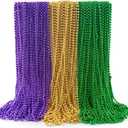 JOYIN 72 Pcs Mardi Gras Gold Green Purple Bead Necklaces, Multi Metallic Colors Necklace Set for Mardi Gras Party Favors Supplies, St. Patricks Day Costume Accessories Decorations