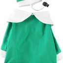 Christmas Dog Shirt with Funny Hat Pet Cute Elf Santa Claus Costume Clothes Cat Small Dog Soft Cotton Xmas T-Shirt Outfit Set  (XS,Neck:9" Bust:15, Elf)