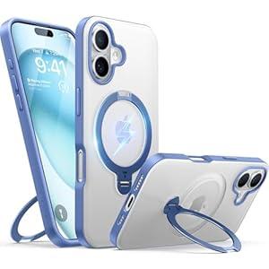 TORRAS 360° Spin Magnetic Stand for iPhone 16 Case 6.1 inch, Compatible with Magsafe, 12FT Military Grade Protection, Shockproof Slim Case for iPhone 16 Phone Case with Kickstand & Ring Holder, Blue