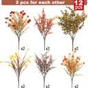 Hananona 12 Pcs Artificial Fall Flowers Outdoor, Faux Artificial Plants UV Resistant Plastic Autumn Flower for Hanging Planter Front Door Porch Window Home Decor (12, Orange)