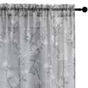 SMILE WEAVER Grey Sheer Curtains 84 inch Length for Living Room,Light Filtering Curtain for Bedroom,Linen Textured Floral Semi Sheer Curtain Rod Pocket Window Drapes for Kitchen,2 Panels