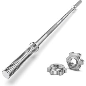 Weight Lifting Bar 57", 1" Standard Straight Barbell Bars Olympic for Home Gym Weight lifting/Strength Training/Squat/Bench Press/Deadlift/Lunges/Hip Thrusts, 2 Star Collars (480lb Weight Capacity)