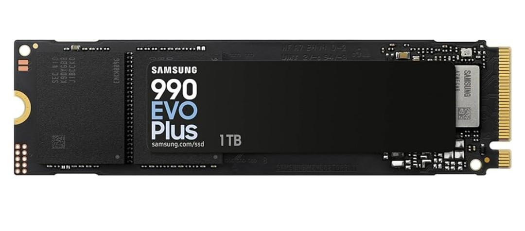 Samsung 990 EVO Plus SSD 1TB, PCIe Gen 4x4, Gen 5x2 M.2 2280, Speeds Up-to 7,150 MB/s, Upgrade Storage for PC/Laptops, HMB Technology and Intelligent Turbowrite 2.0, (MZ-V9S1T0B/AM)