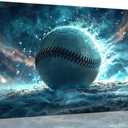 HQLLingArt Baseball Wall Art for Sports Enthusiasts Room Living Room Bedroom Home Decorations Baseball Picture Poster Canvas Prints Framed Ready to Hang(24''H x 36''W)