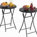 2 Pack Cocktail Table, 32 Inch Folding Table, High Top Round Tables, Black