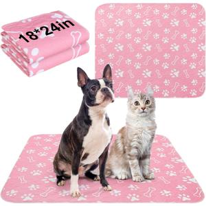 BEAUTYZOO Washable Pee Pads for Dogs, 18'' x 24" Reusable Puppy Pee Pads Super Absorbent Leakproof Dog Training Pads, 2 Pack Non-Slip Potty Pads for Small Medium Dogs Whelping Pads Litter Mat, Pink