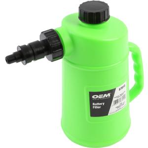 OEMTOOLS 87010 Battery Filler, 2 Liter Battery Water Filler, Distilled Water Jug with Auto Shutoff Nozzle, Spill Prevention, Heavy Duty Polyethylene Container
